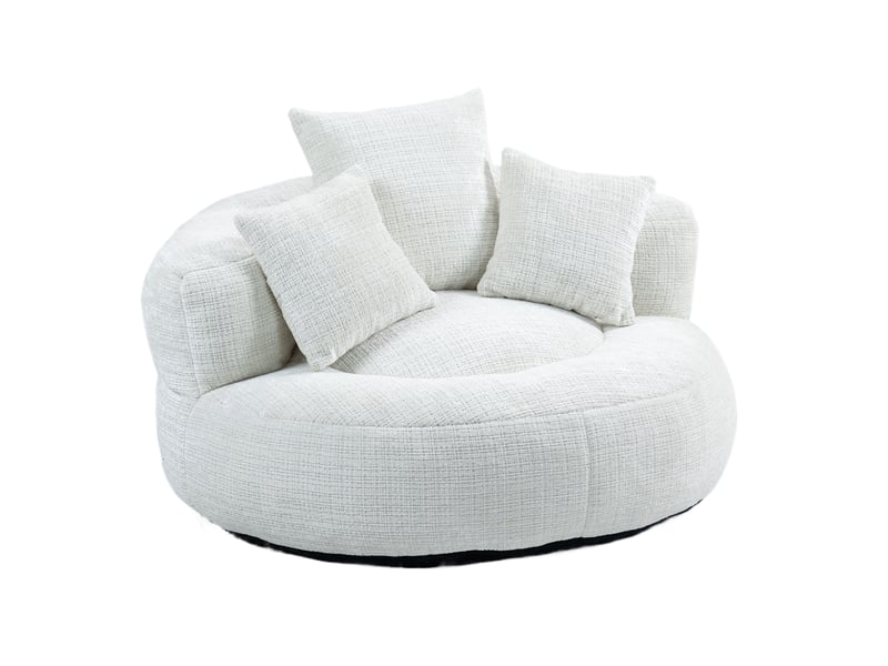  Fauteuil lounge en tissu chenille beige avec 3 coussins W3056P298525 - Conforama B