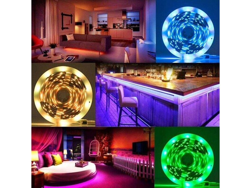 Bandes led 20m rgb 5050 kit de bandes led a changement de couleur avec telecommande 44 touches pour la decoration de la maison de la chambre - Conforama B