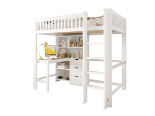 Lit mezzanine 90x200 cm <strong>MERAX</strong>  <strong>lit enfant blanc</strong> coloris blanc