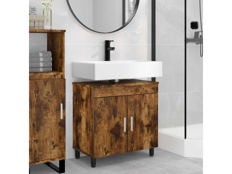  Unité de vanité de salle de bain, meuble de rangement chêne fumé 60x35x60 cm shl8593  - Conforama B