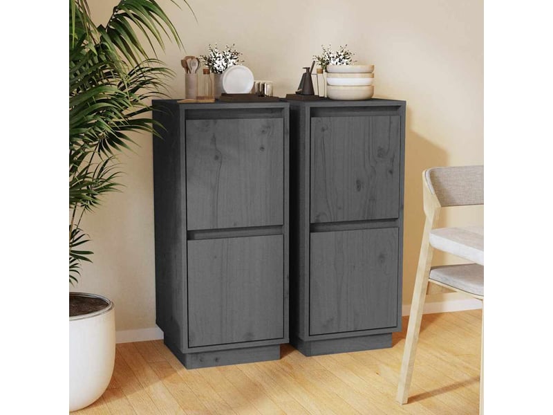  Buffets 2 pcs - bahut - meuble de rangement gris 31,5x34x75 cm bois massif de pin  - Conforama B