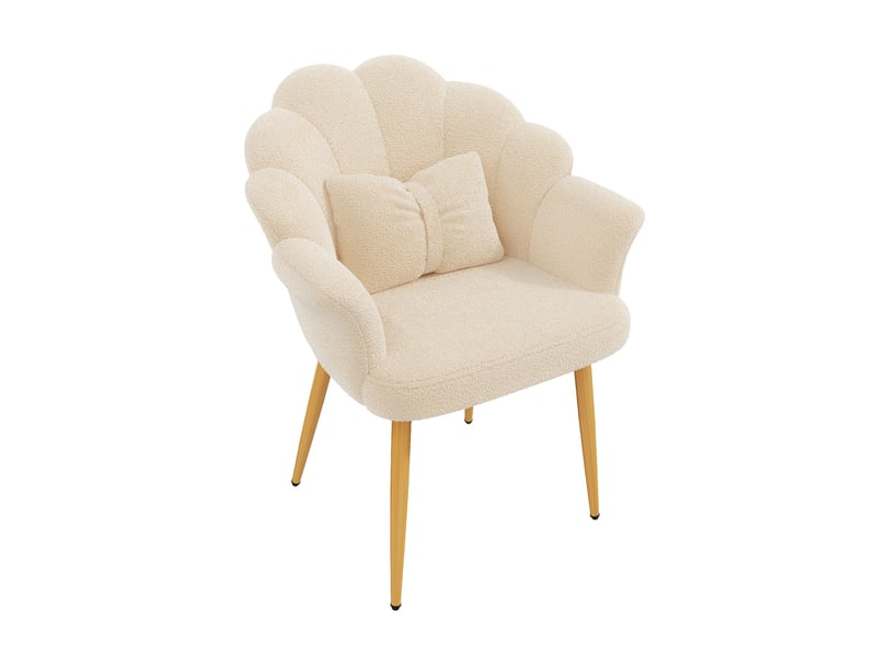  Lot de 2 fauteuils de salle à manger 64x65,5x85 cm en tissu teddy beige  - Conforama D