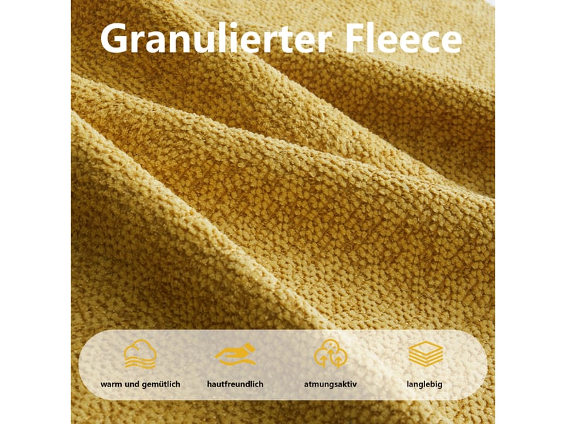 Canapé modulable 4 places jaune tissu granular fleece design sans dossier avec coffre intégré salon contemporain - Conforama W