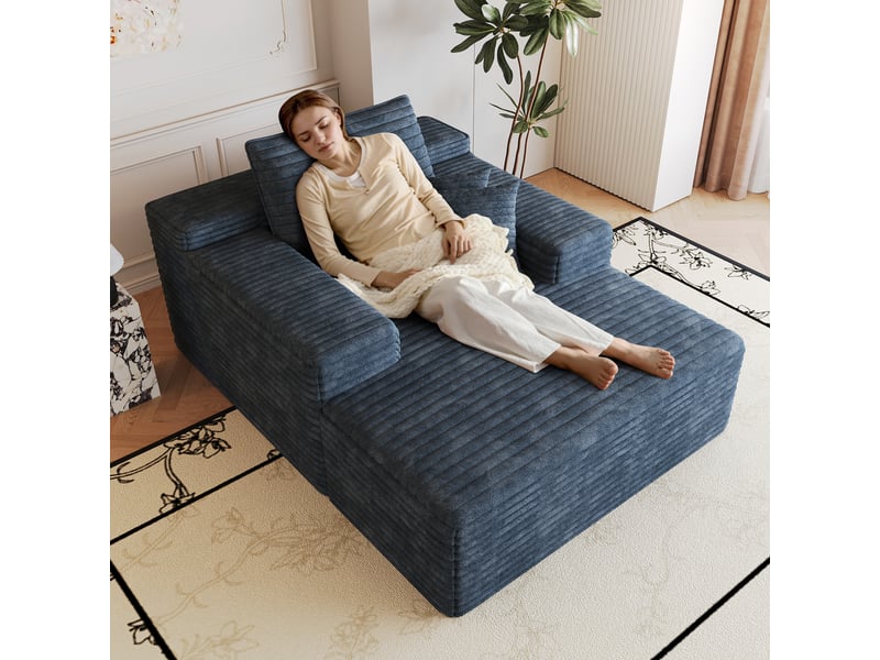  Canapé modulable velours côtelé 115 x 159 cm, avec chaiselongue, assise profonde, sans montage, canapé compressé confortable Fay Lum - Conforama B