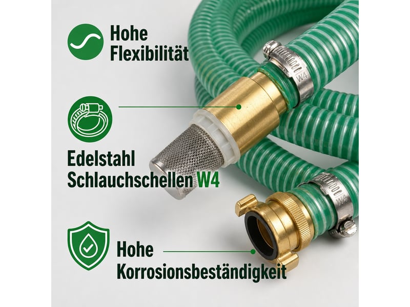  Kit d'aspiration et de refoulement 1 pouce en laiton, tuyau 1m, 6 bar pour irrigation  - Conforama E
