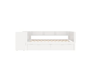 Lit avec rangement 90x200 cm <strong>ZOVIRA</strong> <strong></strong> coloris blanc
