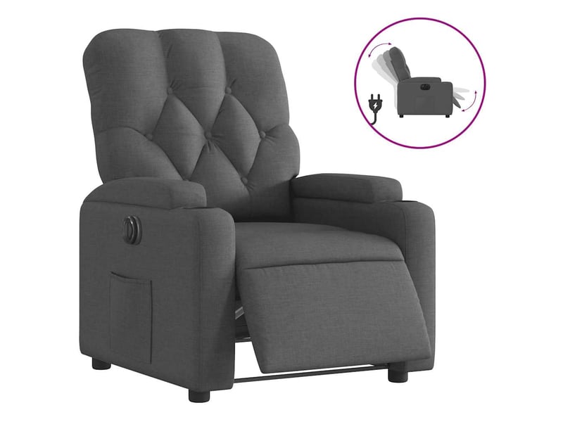 Fauteuil inclinable électrique, fauteuil relax salon gris foncé tissu shl41801 - Conforama A