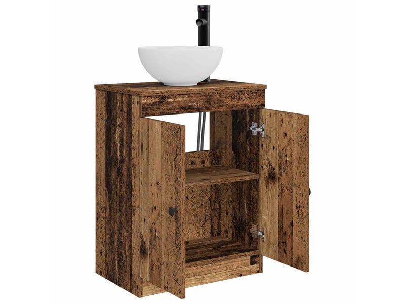  Meuble de salle de bain avec évier bois ancien 54x35x83 cm shl5311  - Conforama D