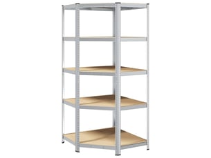 Étagère d'angle, armoire de rangement argenté 90 x 90 x 198 cm bois d'ingénierie cf41366