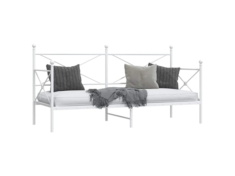  Lit simple- lit adulte -  lit de repos sans matelas blanc 90x200 cm acier  - Conforama C