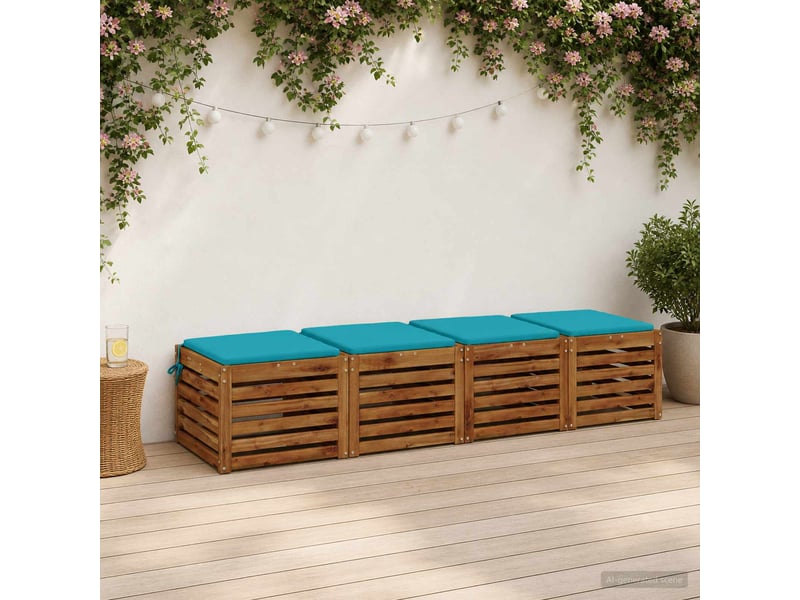 Lot de 4 coussins de siège, coussins d'assise soest 100 % polyester turquoise cf60599 - Conforama B