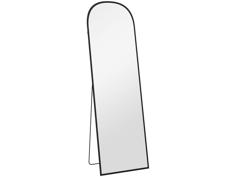 Miroir simple sur pied avec verre anti-éclats, à poser ou fixer au mur, cadre en aluminium noir 50 × 1,5 × 161,5 cm - Conforama A