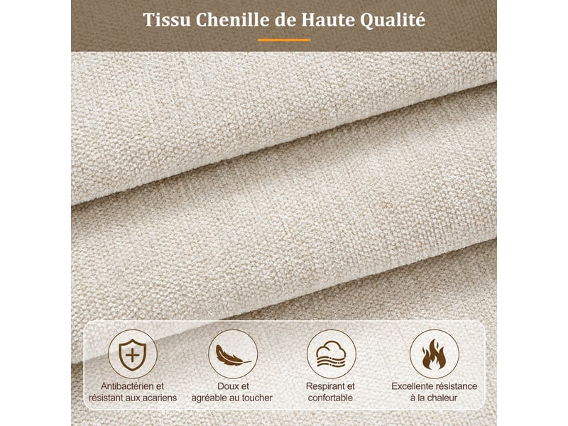  Lit coffre 120 x 200 cm beige en tissu chenille, rembourré avec sommier à lattes, sans matelas  - Conforama E