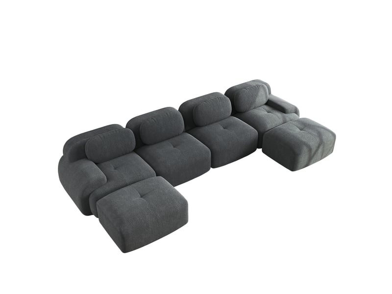  Canapé modulable u 388x178x70 cm, quatre places, prêt à installer, assise 32d, sans structure, velours côtelé, gris  - Conforama A