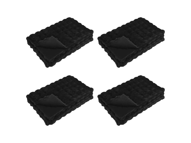 Couverture décorative, couverture antidérapante en fausse de lapin 4 pc noir shl33873 - Conforama A