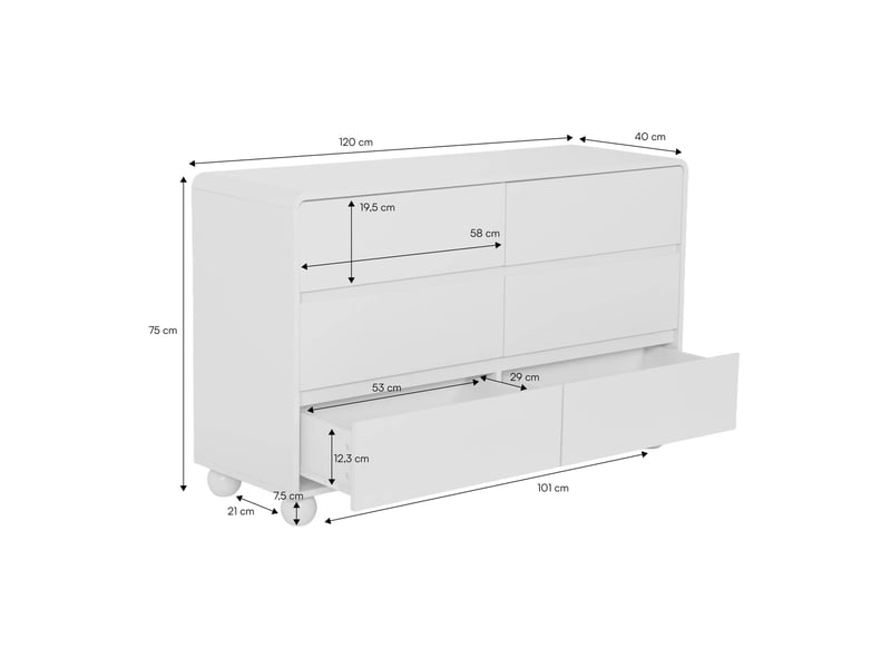  Commode enfant décor bois laqué 6 tiroirs beige - noushka  - Conforama D