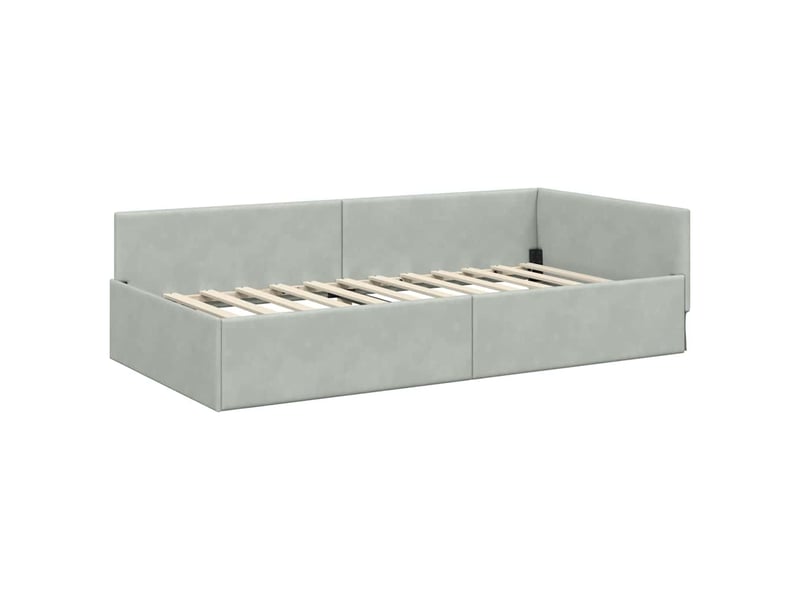  Lit adulte, lit simple, cadre de lit d'angle gris clair 100cmx200cm velours cf7048  - Conforama D