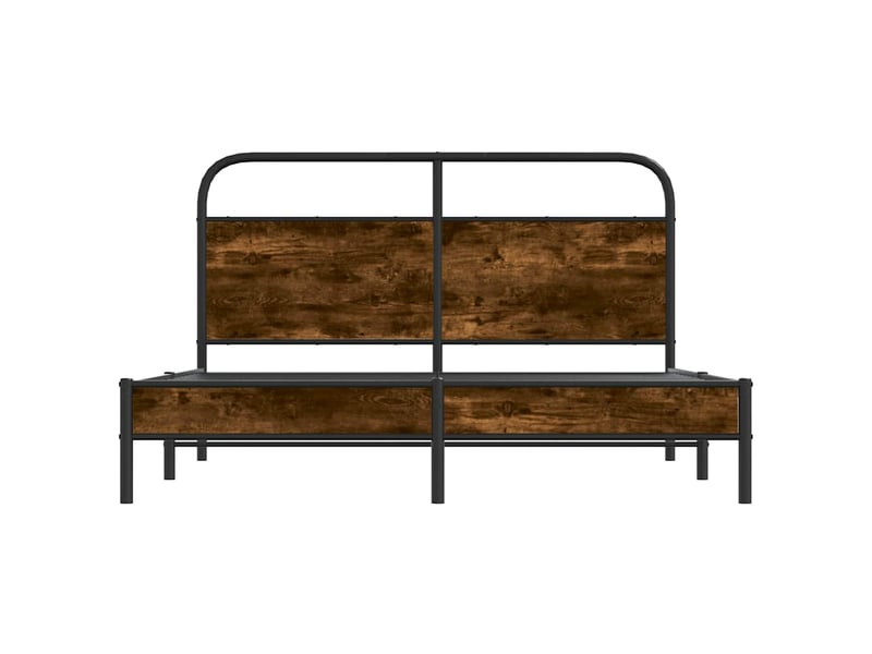  Lit double- lit adulte -  cadre de lit sans matelas 150x200 cm chêne fumé bois ingénierie  - Conforama D