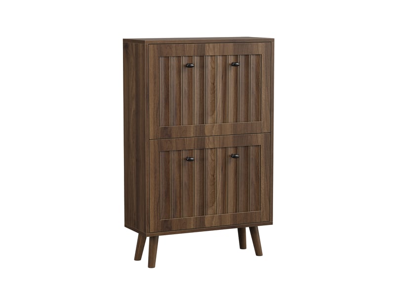  Meuble à chaussures 60x24x95 cm, style années 50, rangement modulable en mdf et panneau de particules, noyer  - Conforama A