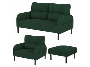 Canapé droit fixe 4 places Velours côtelé vert
