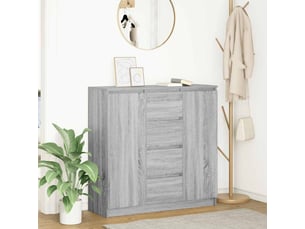 Buffet cuisine, meuble de rangement, commode et tiroirs sonoma gris 100,5x35x98,5cm bois d'ingénierie