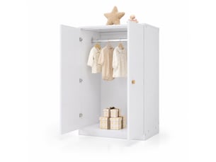 Armoire de rangement compacte avec 2 portes et penderie pour chambre ou chambre d'enfant en mdf blanc 80×50×120 cm