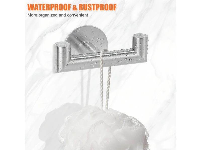 Double crochet adhésif muraux, 2 pièces porte serviette salle de bain, acier inoxydable, accroche torchon cuisine, manteau mural sans perçage, gris - Conforama D