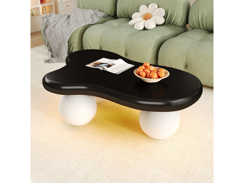 Table basse avec led 16 couleurs, forme nuage et pieds ronds, en mdf, pour salon ou chambre d'enfant, noir et blanc - uvrion - Conforama D