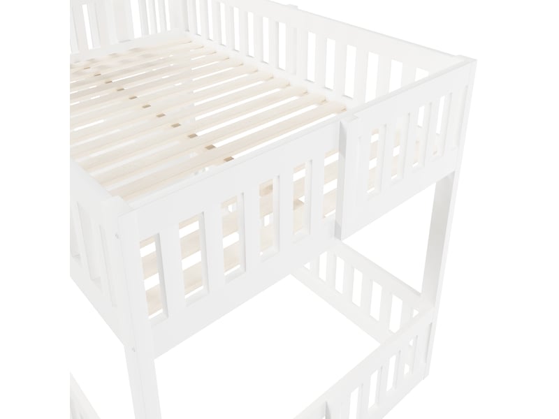  Lit superposé - 140x200 cm - échelle - rangements intégrés - lit enfant - gain de place - mobilier de chambre - pratique - blanc CozyNest - Conforama E