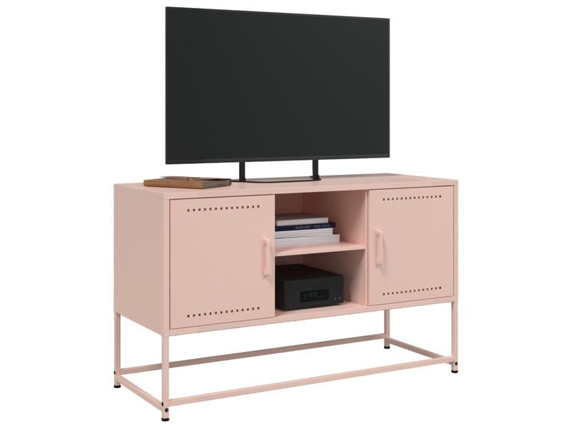  Meuble tv - banc tv - meuble de rangement rose 100,5x39x60,5 cm acier  - Conforama D