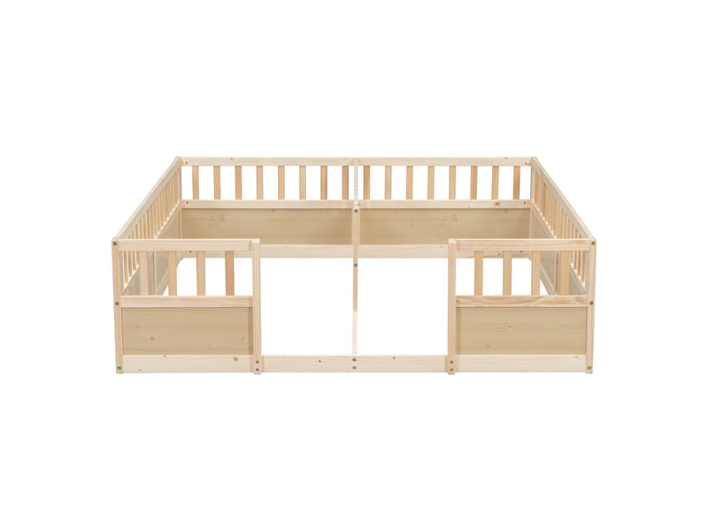 Lit au sol pour deux enfants, barrières hautes, pin naturel, 2 x 90 x 200 cm  - Conforama A