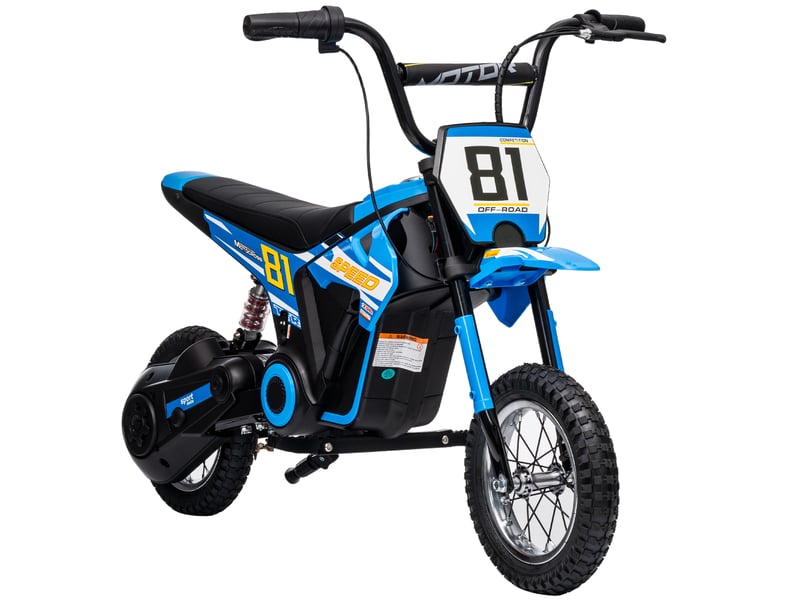 Moto électrique 24 v pour enfants, moteur 250 w, vitesse de 6 à 16 kmh, roues de 12 pouces, pour les enfants de 8 à 12 ans, bleue - Conforama A