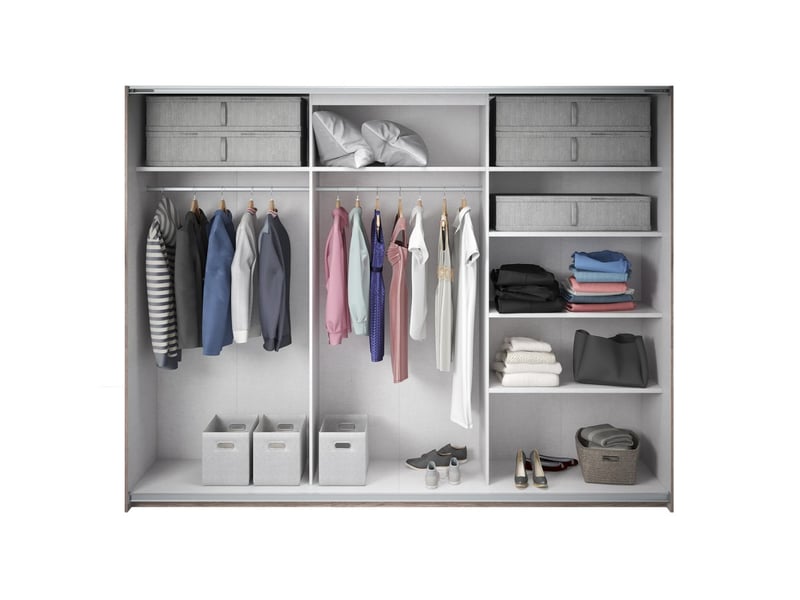  Armoire floyd 270 cm - 2 portes coulissantes avec miroirs coloris bois brut  - Conforama C