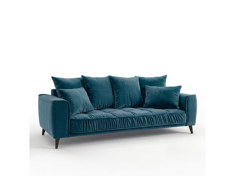  Canapé droit altamo en velours bleu pétrole - 3 places 3CA51.PI.3D.24 - Conforama D