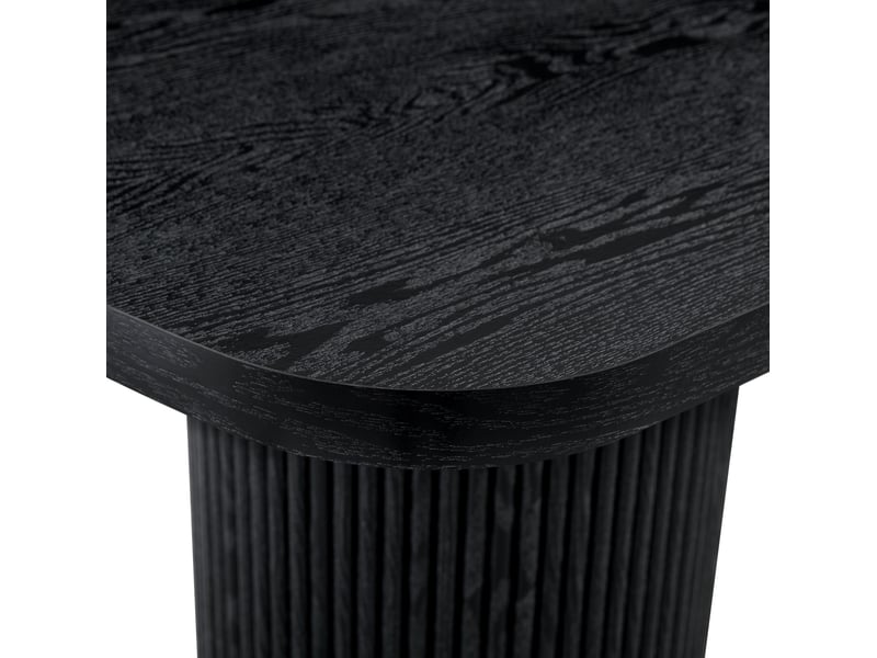  Table à manger ovale, finition noire, design simple, mdf avec effet bois, piètement cannelé, pour 6 personnes, grande taille  - Conforama E