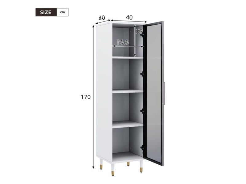  Vitrine décorative hauteur 170 cm, verre teinté, socle fermé et lumières led changeant de couleur  - Conforama D