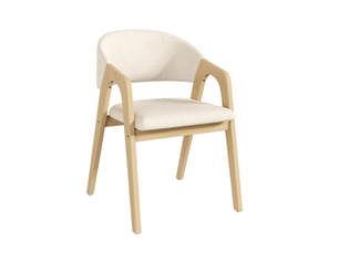 Lot de 4 chaises de salle à manger 55,5 x 60 x 83 cm beige et bois d'hévéa, avec accoudoirs, style moderne