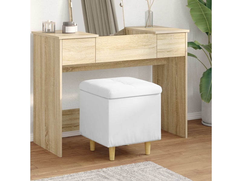  Ottoman, repose pied salon avec rangement blanc 40x40x45 cm simili cuir  - Conforama B