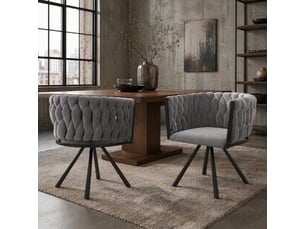 Lot de 2 chaises de salle à manger,59x54x72 cm,pivotantes 360°,velours,gris