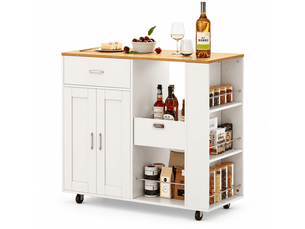Desserte de cuisine à roulettes, îlot de cuisine mobile, buffet de cuisine, 46 x 102 x 92 cm, avec porte-serviettes, 2 portes 1 tiroir, blanc