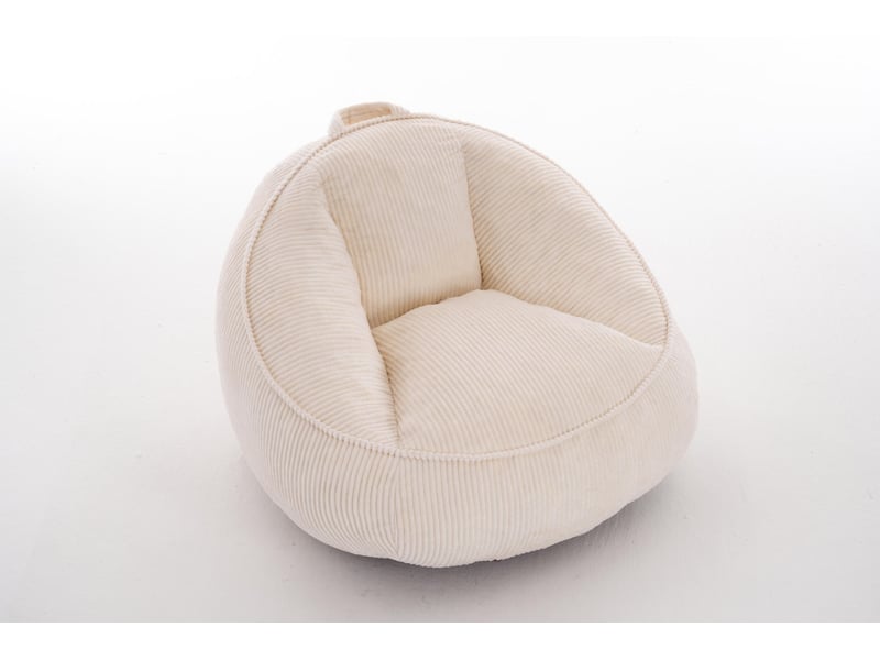  Fauteuil pouf 90x90x59 cm dossier ergonomique velours côtelé beige  - Conforama A