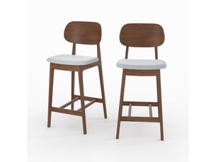Lot de 2 chaises pour îlot central 66 cm en bois et tissu gris - charlize