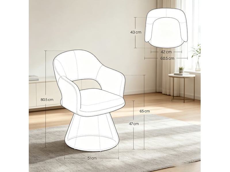  Chaise de salle à manger pivotante 360° avec accoudoirs evryae  - Conforama E
