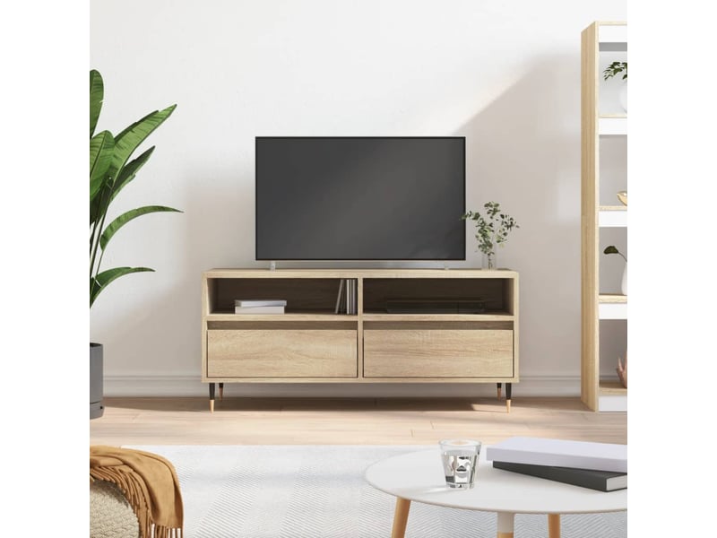 Meuble tv - banc tv - meuble de rangement chêne sonoma 100x34,5x44,5 cm bois d'ingénierie  - Conforama B