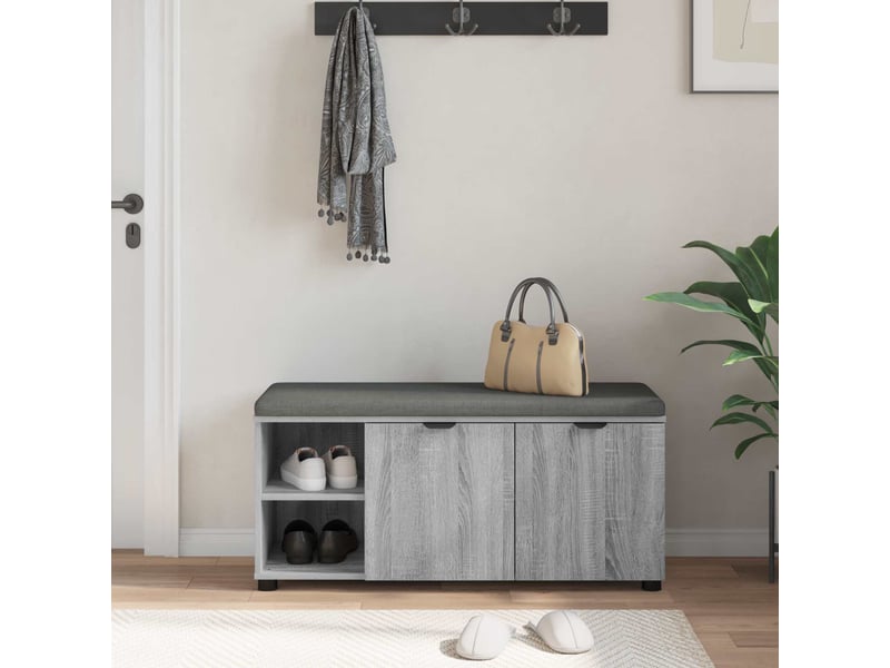  Banc d'entrée, banc interieur avec coussin gris sonoma 100x38x46 cm shl96579  - Conforama D