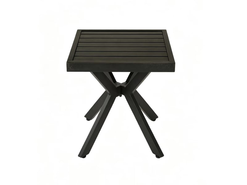 Table d’appoint carré en aluminium brun foncé, extérieur, patio, jardin, piscine, résistant intempéries - Conforama E