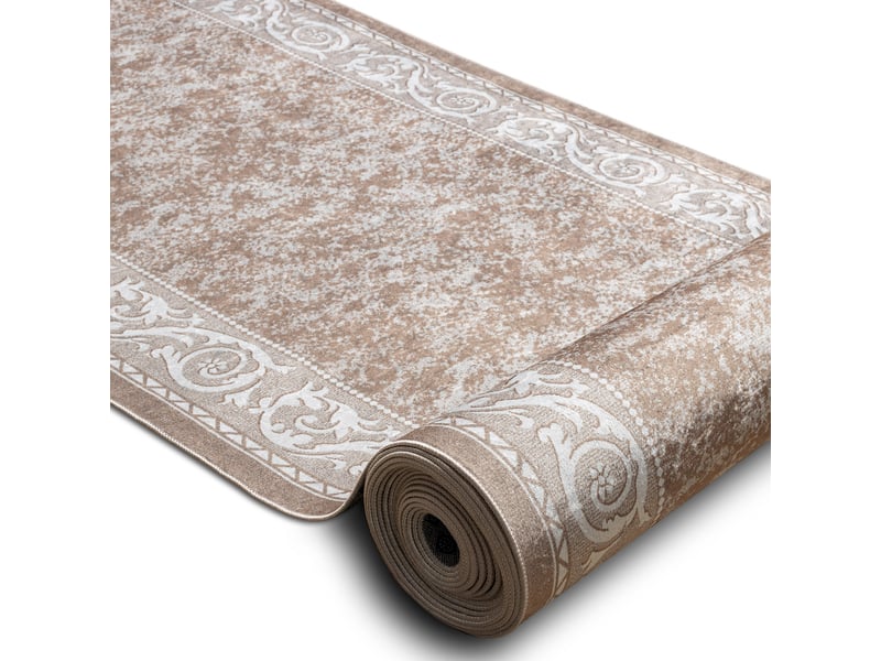 Tapis de couloir antidérapant lotus romantic 60981 classique, ornement beige lavable 80 cm 80x550 cm - Conforama B