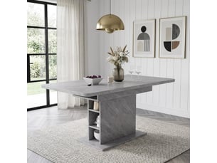 Table à manger extensible avec rangement intégré, 110130 x 70 x 75 cm, panneau de particules, gris