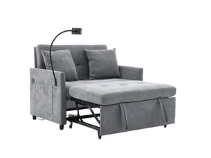 Canapé convertible 1 place 109 x 72 x 83,5 cm en tissu polyester avec port usb et support pour tablette gris chicfurn