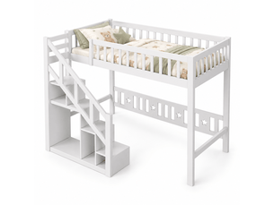 Lit mezzanine 90x200 cm <strong>YELENARO</strong>  <strong></strong> coloris blanc